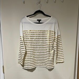 NWOT J Crew Striped Blouse Gold Cream Women's Medium